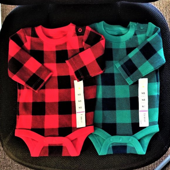 jumping beans Other - Onesies X 2 Red Green Plaid NB NWT